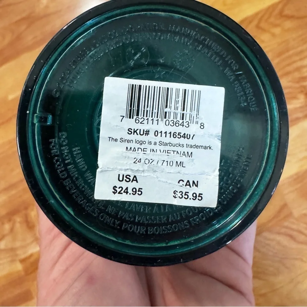 Starbucks Holographic Emerald Green Mermaid Scales Cup - No Straw 24 Ounces